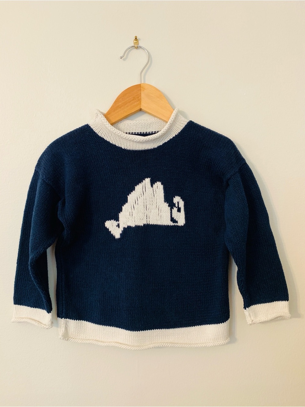 MJK Knits Martha’s Vineyard Navy Blue Rollneck Sweater Youth Size Small 2-3T